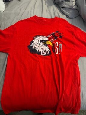Vintage DELTA T-shirt Men's Short Sleeve Red Eagle Patriot Size XL‎